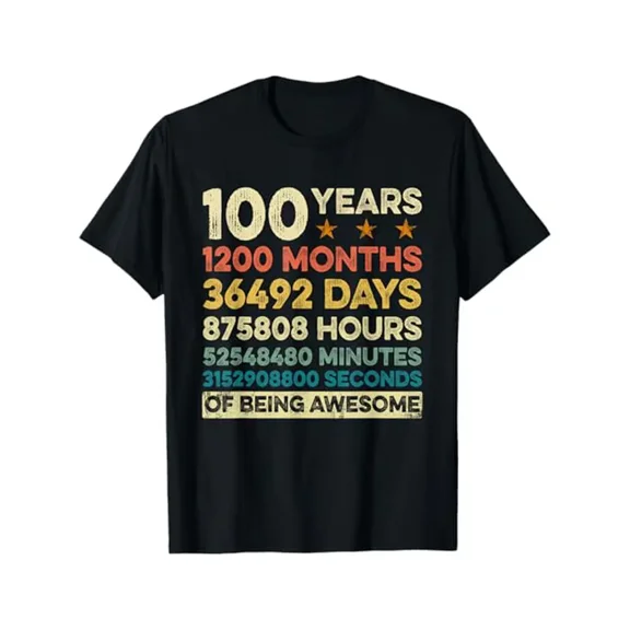 Vintage 100th Birthday Gift 100 Years Old 1200 Months T-Shirt