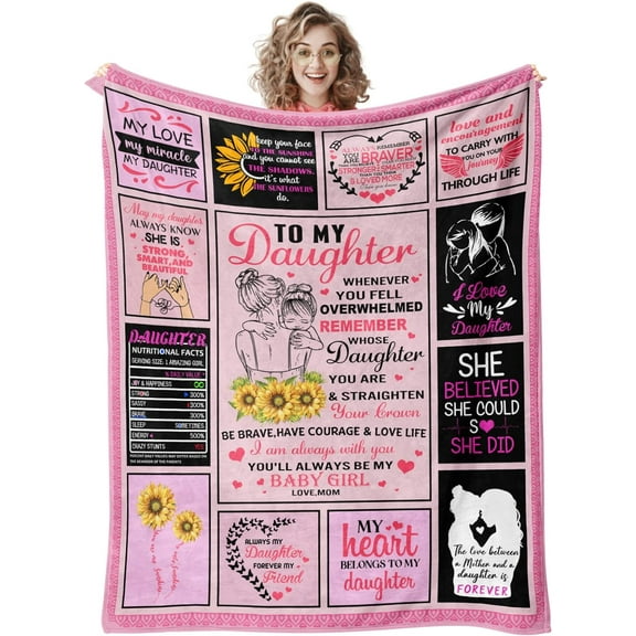 Daughter Gift from Mom, Daughter Gifts, Gifts for Daughter, Happy Birthday Gifts for Daughter Adult, Best Graduation Ideas for Daughter, to My Daughter Blanket