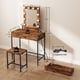 thumbnail image 4 of Conjunto de Tocador con Espejo y Silla FurnitureR Lcon uces LED Cafe, 4 of 7