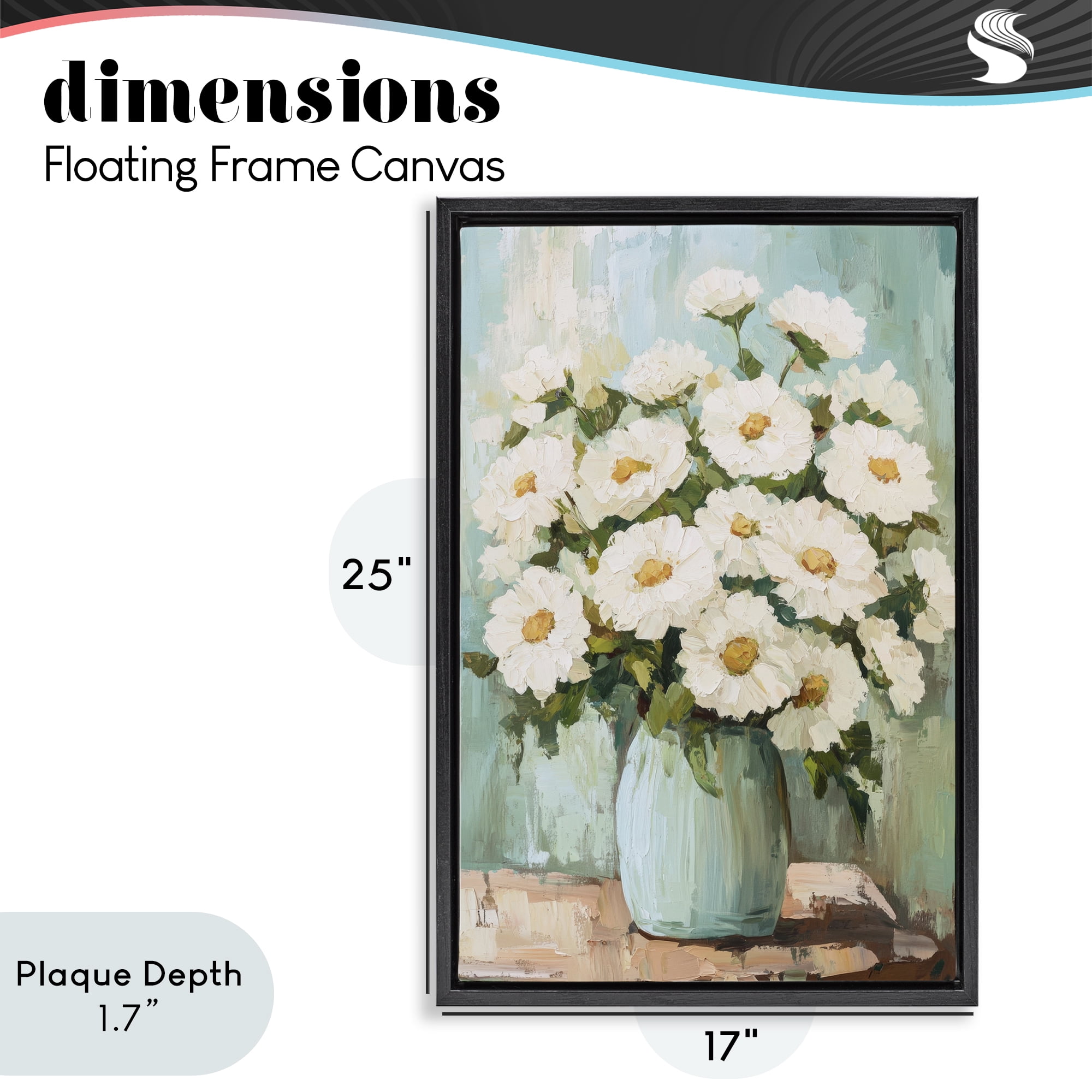 Stupell Industries Cozy Arrangement of White Blooms Black Framed Floater Canvas Wall Art, design by Petal Prints Design
