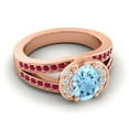 thumbnail image 3 of 2.35 Carat Oval Cut Aquamarine & Red Ruby Gemstone Luxurious Engagement Ring for Ladies Solid 18K Rose Gold Size 5.5 by Diamond-Capitals, 3 of 8