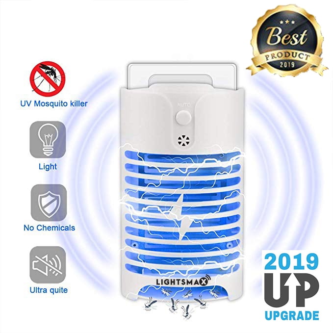 2018 MOST POWERFUL LIGHTSMAX Indoor Insect Killer, Plug-in Bug Zapper Electric Mosquito Killer Lamp with Light Sensor - Perfect for Indoor Pest Control (white)
