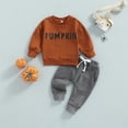 thumbnail image 2 of Baby Boy Girl Halloween Outfits Long Sleeve Shirts Pumpkin Sweatshirt Pullover Tops Pants Set Toddler Infant Fall Winter Clothes, 2 of 8