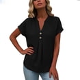 thumbnail image 4 of Avtoify Women's Casual Solid Color Knot V-Neck Short Sleeve Top Women's Top, 4 of 7