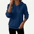 thumbnail image 2 of Tqcoqu Women's Cable Knit Textured Pullover Hoodie,Drawstring Hood Long Sleeve Loose Casual Sweatshirt Tops For Fall Winter,Navy Women's S-XXL, 2 of 7
