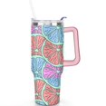 thumbnail image 2 of 40oz Yellow Lemon Pattern Stainless Steel Flip Straw Tumbler Spill Proof Travel Cup Double Wall Vacuum Insulated Coffee Mug with Top Handle, 2 of 6