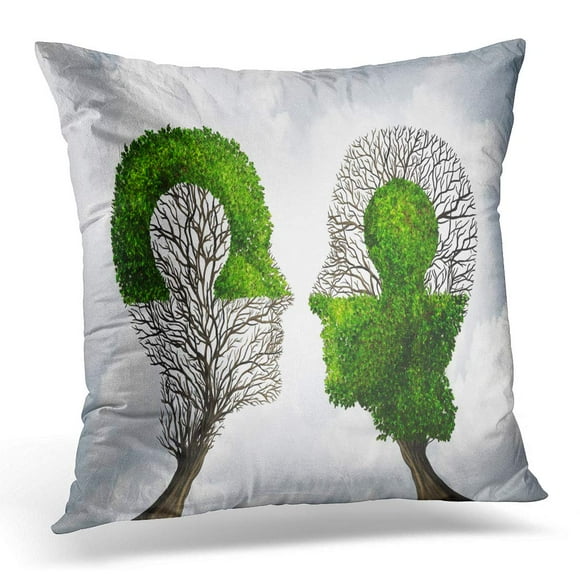 BOSDECO Perfect Partnership As Connecting Puzzle Shaped Two Trees in The Form Human Heads Together Corporate Pillowcase Pillow Cover Cushion Case 16x16 inch