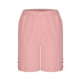 thumbnail image 4 of biudgviw Bermuda Shorts for Women High Waisted Cuffed Hem Button Summer Shorts with Pockets Loose Fit Comfy Linen Shorts with Pockets, 4 of 6