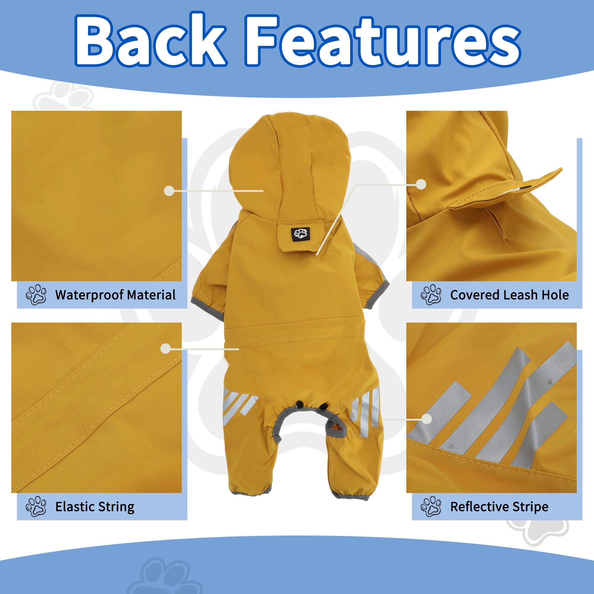 Unique Bargains Dog Raincoat Waterproof Reflective Lightweight Medium Yellow