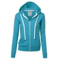 thumbnail image 1 of MBJ WSK954 Womens Active Fleece Zip Up Hoodie Sweater Jacket XXL TURQUOISE, 1 of 4