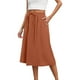 thumbnail image 1 of Falda elástica de cintura alta y largo medio para mujer: falda elegante de color liso y corte en A, poliéster y spandex, para todas las ocasiones, 1 of 7