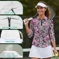 thumbnail image 6 of Uorisanigo Leopard-Print Rose Womens 3/4 Sleeve Golf Shirts Versatile Athletic Polo Workout Tops Comfortable Dry-Fit Fashion Quarter Zip Daily Wear Workout Sports for Women Size S, 6 of 7