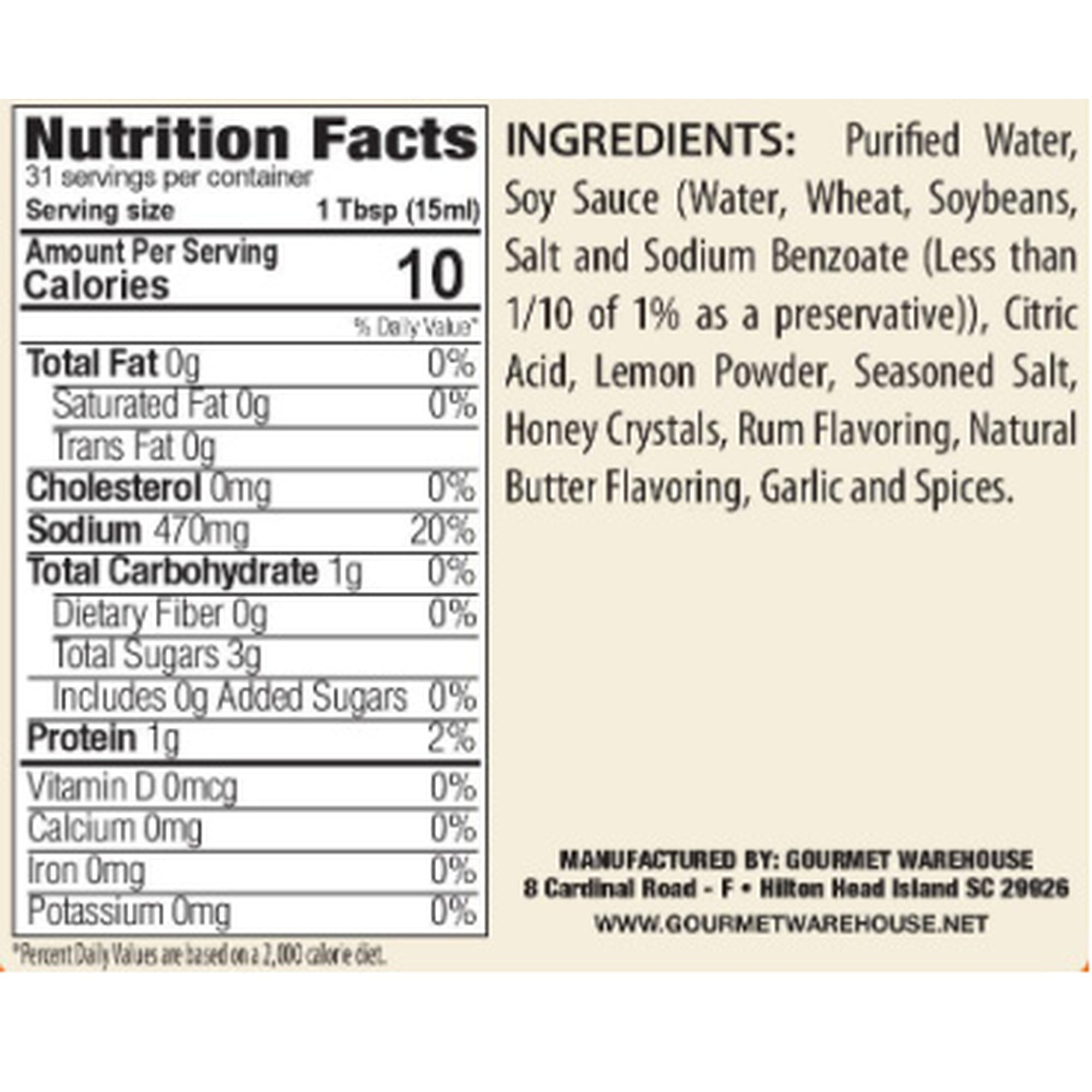 Gourmet Warehouse Savory Rum Butter Injectable Marinade, 16 fl oz – Includes Marinade Injector for Poultry and Roasts