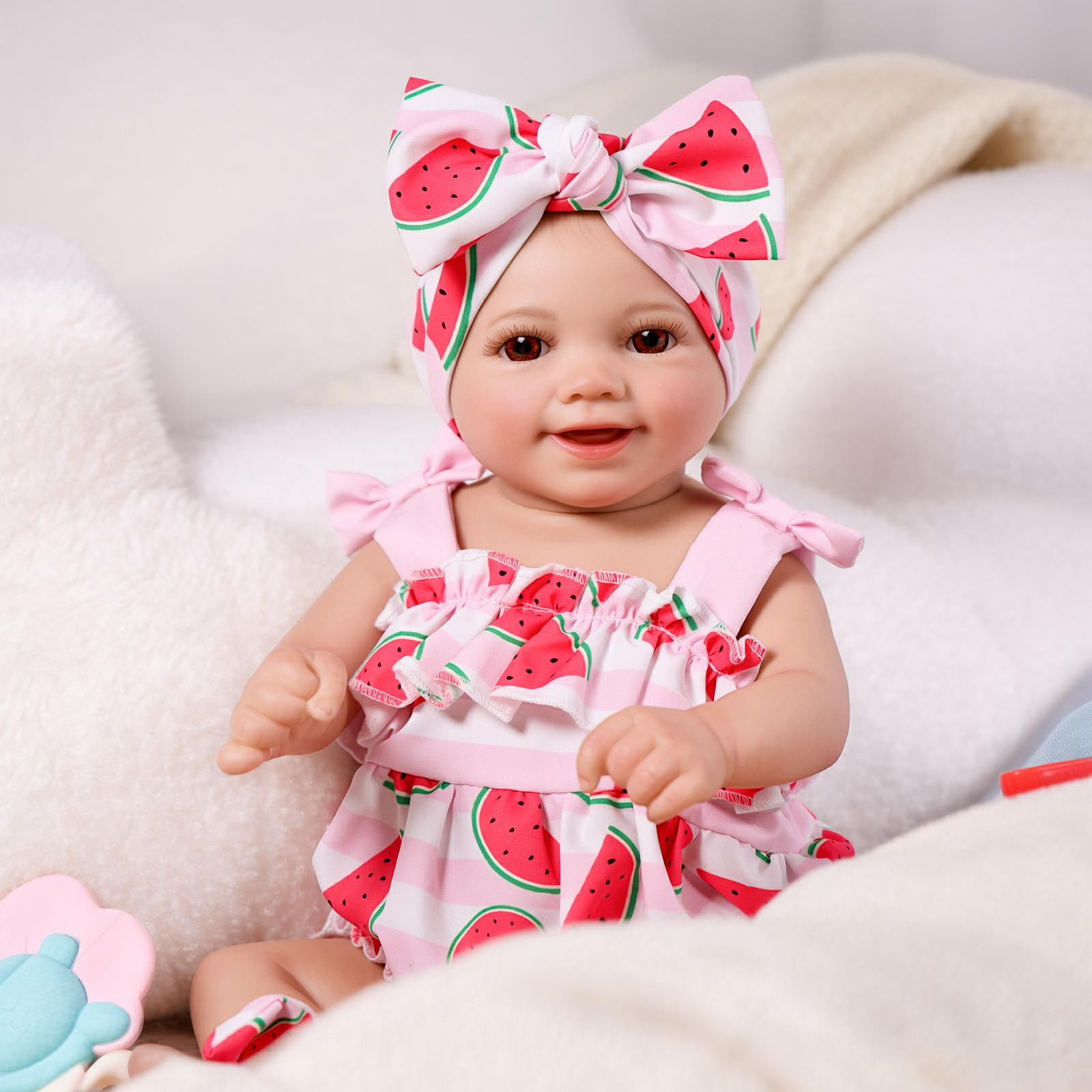 RSG Reborn Baby Dolls Sunny - 17Inch Cute Baby Doll with Soft Cloth Body Poseable Smiling Real Life Baby Dolls with Complete Accessories for 3+ Years Old Gifts