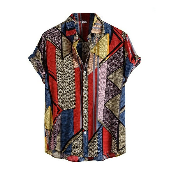 RKSTN Mens Shirts Short Sleeve Cardigan Short Sleeve Hawaiian Beach Flower Shirt Turtleneck Shirt Hawaiian Shirts for Men