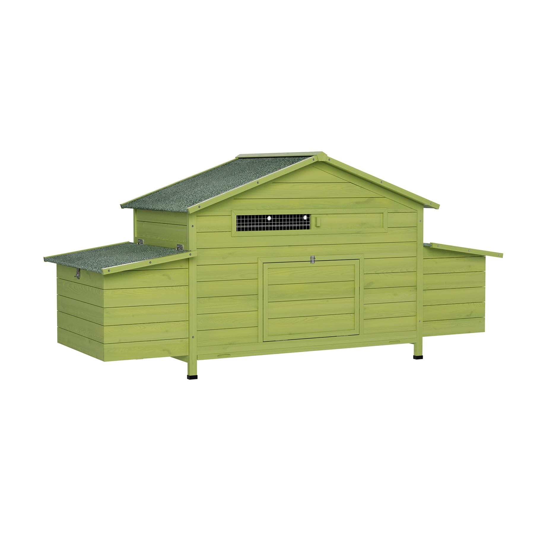 11.12 ft Large Wooden Chicken Coop with 2 Free-Range Doors, 2 Nesting Boxes & Perch, Outdoor Hen House Poultry Cage