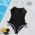 thumbnail image 5 of Bosanter Girls One Piece Swimsuits Solid Color Side Bow Swimwear Comfortable Stylish Beach Swimwear Bathing Suit for Beach, Black 15-16Y, 5 of 9