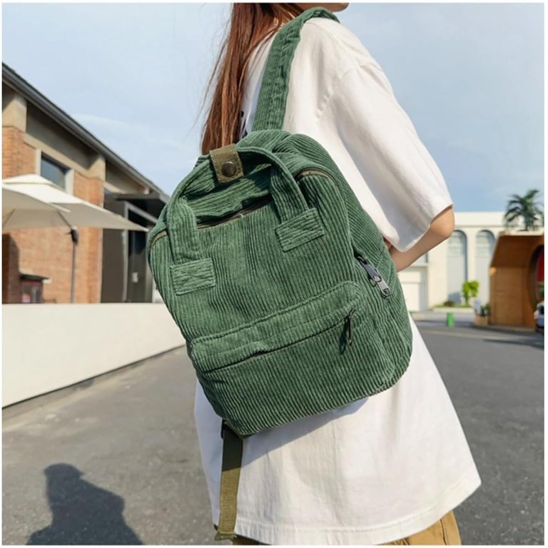 Corduroy Backpack Cute Large Capacity Aesthetic Backpack  display picture 1