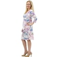 thumbnail image 5 of V Neck 3/4 Sleeve Fit-and-Flare Slimming Knee Length Printed Midi Dresses, 5 of 5