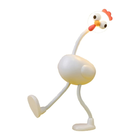 Goowood Cute Chicken Night Light Dimmable Bedside Lamp Funny Room Decor 3 Brightness Levels Flexible Pose Aesthetic Desk Light Gifts White Home Decoration