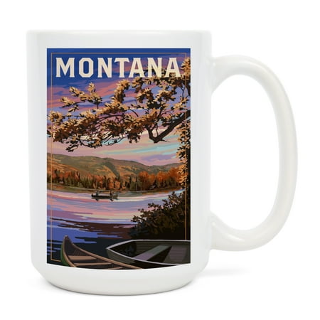

15 fl oz Ceramic Mug Montana Lake Sunset Scene Dishwasher & Microwave Safe