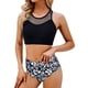 thumbnail image 1 of MKLEKYY Trajes De Baño Mujer Women Mesh Patchwork Vintage Swimsuit Two Piece Retro Ruched High Waist Print Bikini Set, 1 of 4