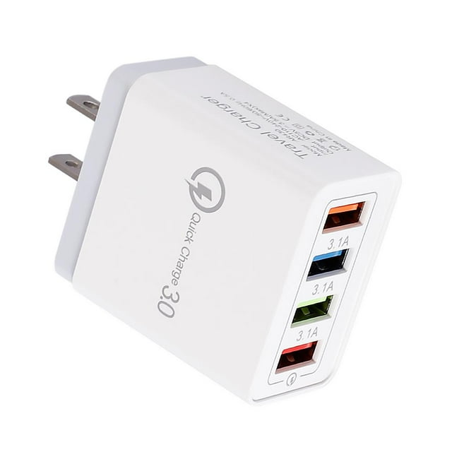4 USB Travel Wall 3A Cargador de carga rápida Adaptador de enchufe de EE. UU. Gris 5PCS Ehuebsd Para estrenar
