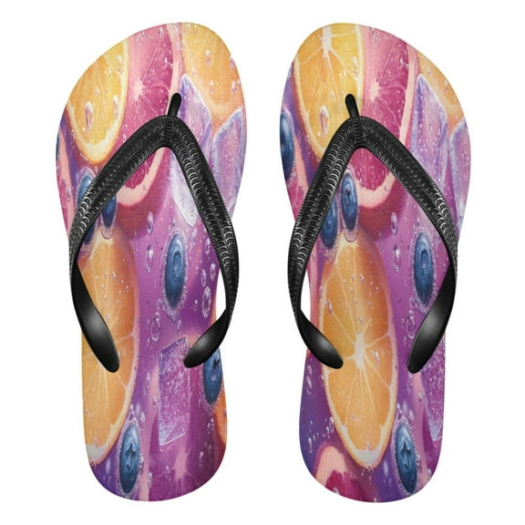 YAZAOOSummer Flip Flops Creatively Fruits and Ice in Water Simple Beach Sandals
