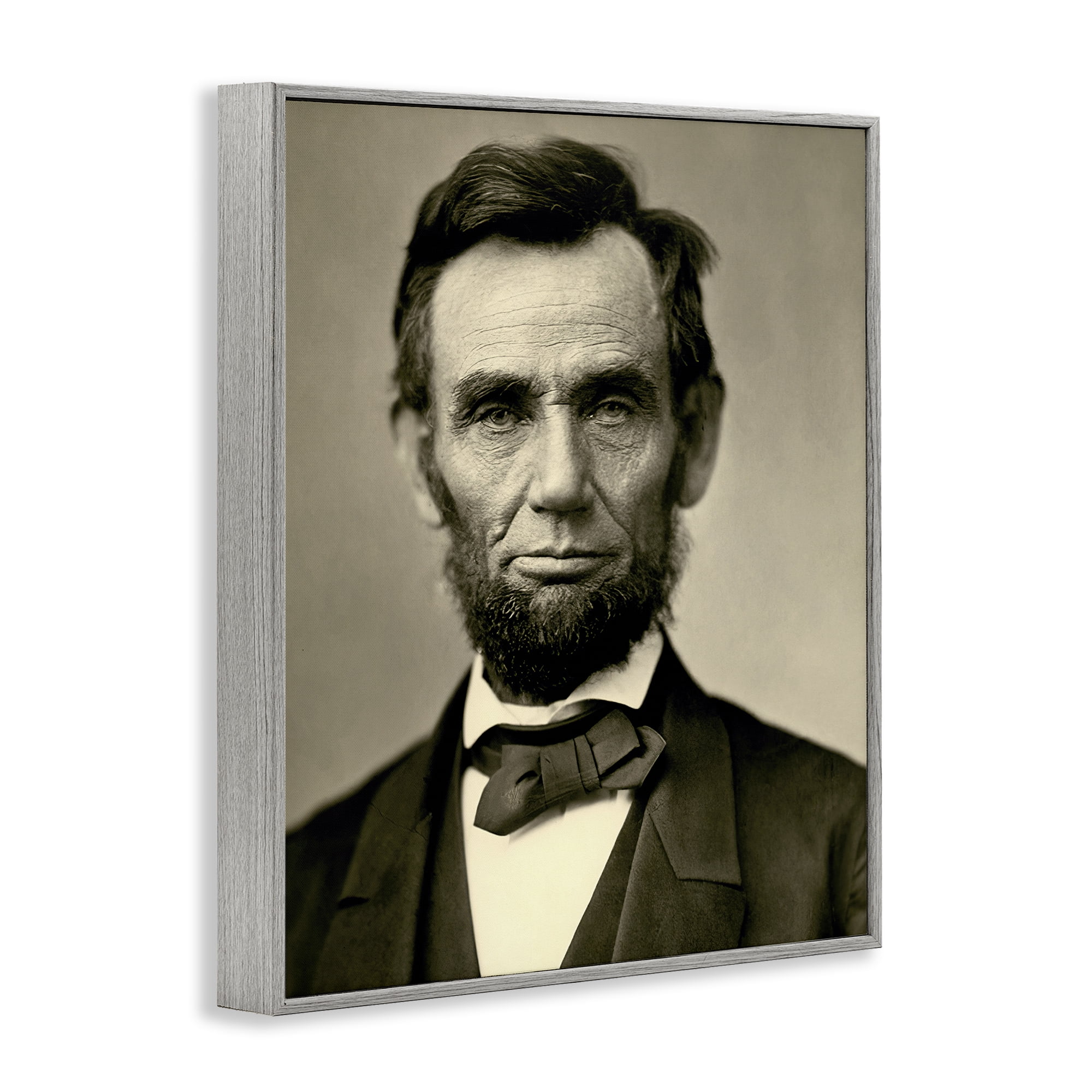 Stupell Industries Iconic Lincoln Portrait Gray Framed Giclee Art, design by Alexander Gardner