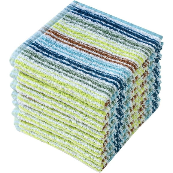 Kitchen Dishcloths for Washing Dishes, Ultra Absorbent Dish Rags, Cotton Cleaning Cloths Pack of 8, 12x12 Inches (mix-1, 12x12 inch)