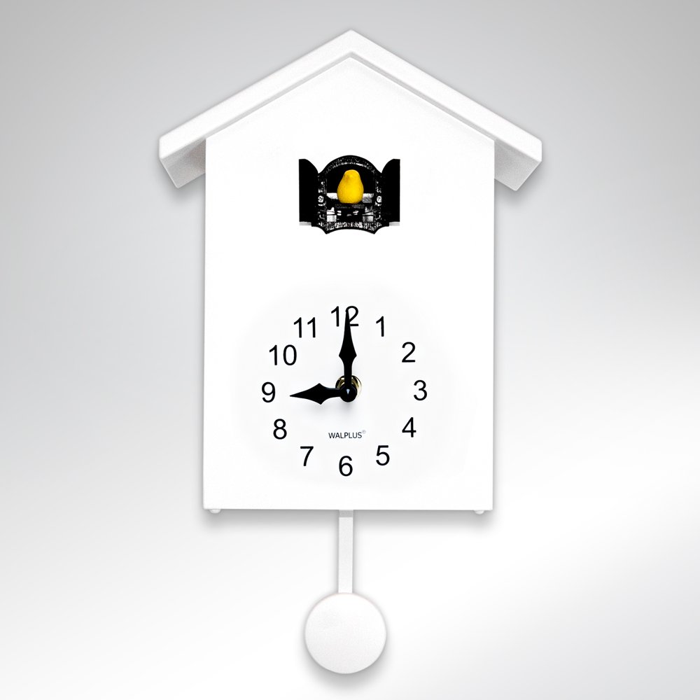 Walplus White Minimalist Cuckoo Clock Black Window with changeable 4