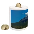 thumbnail image 2 of Mountain Piggy Bank, Snow Covered Mountain Peaks with Vivid Sky and Vibrant Trees National Park, Ceramic Coin Bank Money Box for Cash Saving, 3.6" X 3.2", Green Blue White, by Ambesonne, 2 of 4