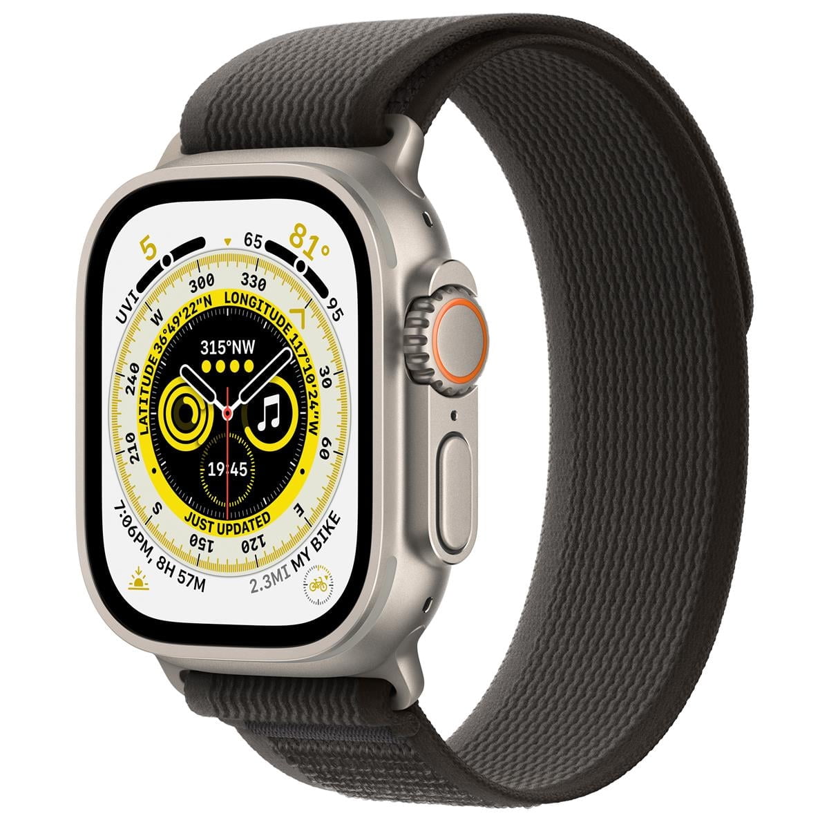 Apple Watch Ultra (GPS + Cellular) Titanium Case with Trail Loop - M/L, Black/Gray/49mm ,1