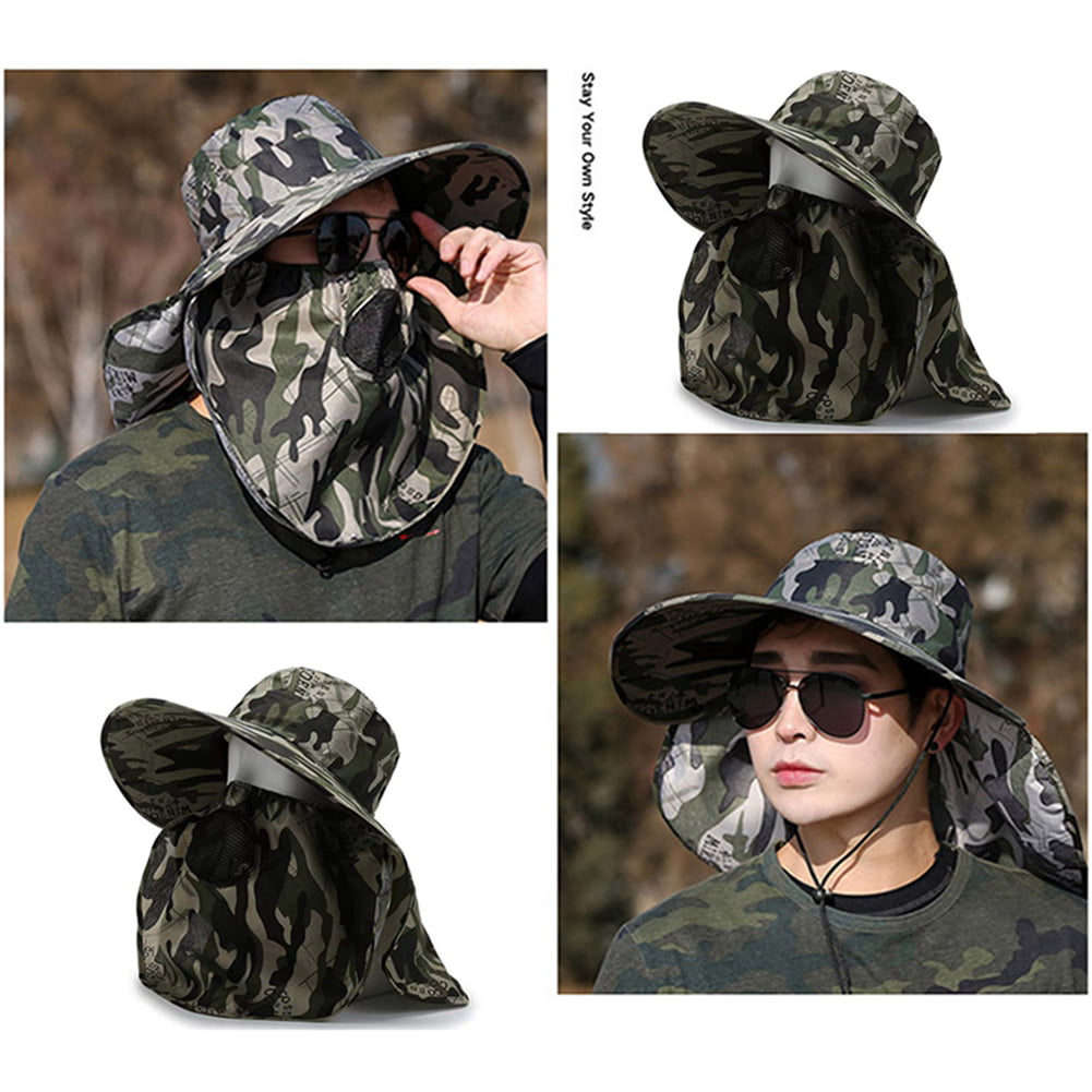 Wide Brim Fishing Hat For Men Breathable Mesh Beach Cap Camouflage Sun Uv  Protection Sun Hats 
