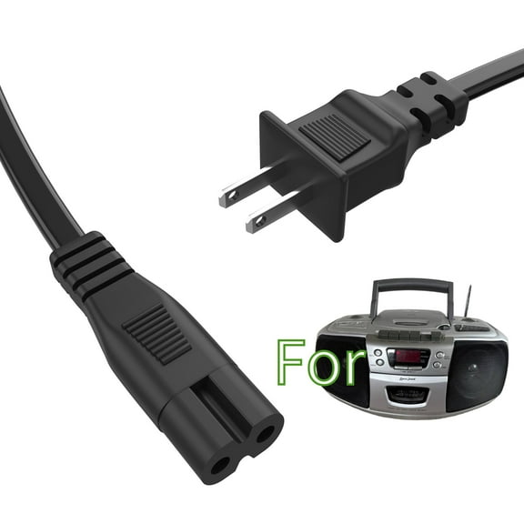 K-MAINS 6ft Power Cord Cable Lead Wire Plug Replacement for Lenoxx CD Cassette Player CD-102