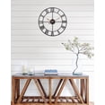 thumbnail image 5 of 24 Inch Modern Farmhouse Wall Clocks for Living Room Decor, Silent Non-Ticking Analog Battery Operated Wall Clock, Black Rustic Metal Clock with Golden Arabic Numerals for Bedroom, Home Office, 5 of 14