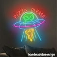 thumbnail image 3 of Handmadetneonsign UFO Pizza Neon Sign, Pizza Led light, Pizza Store Wall Art Decor, Pizza Food Decor 68344, 3 of 5