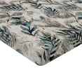 thumbnail image 4 of Ambesonne Bohemian Fitted Sheet, Feather Look Leaves Print, King Size, Warm Taupe Teal and Blue, 4 of 5