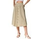 thumbnail image 4 of Falda Midi de Algodón INSPIRE CHIC para Mujer, Casual de Verano con Decoración de Botones y Cintura Elástica, Falda A-Line con Bolsillo XL Caqui, 4 of 6