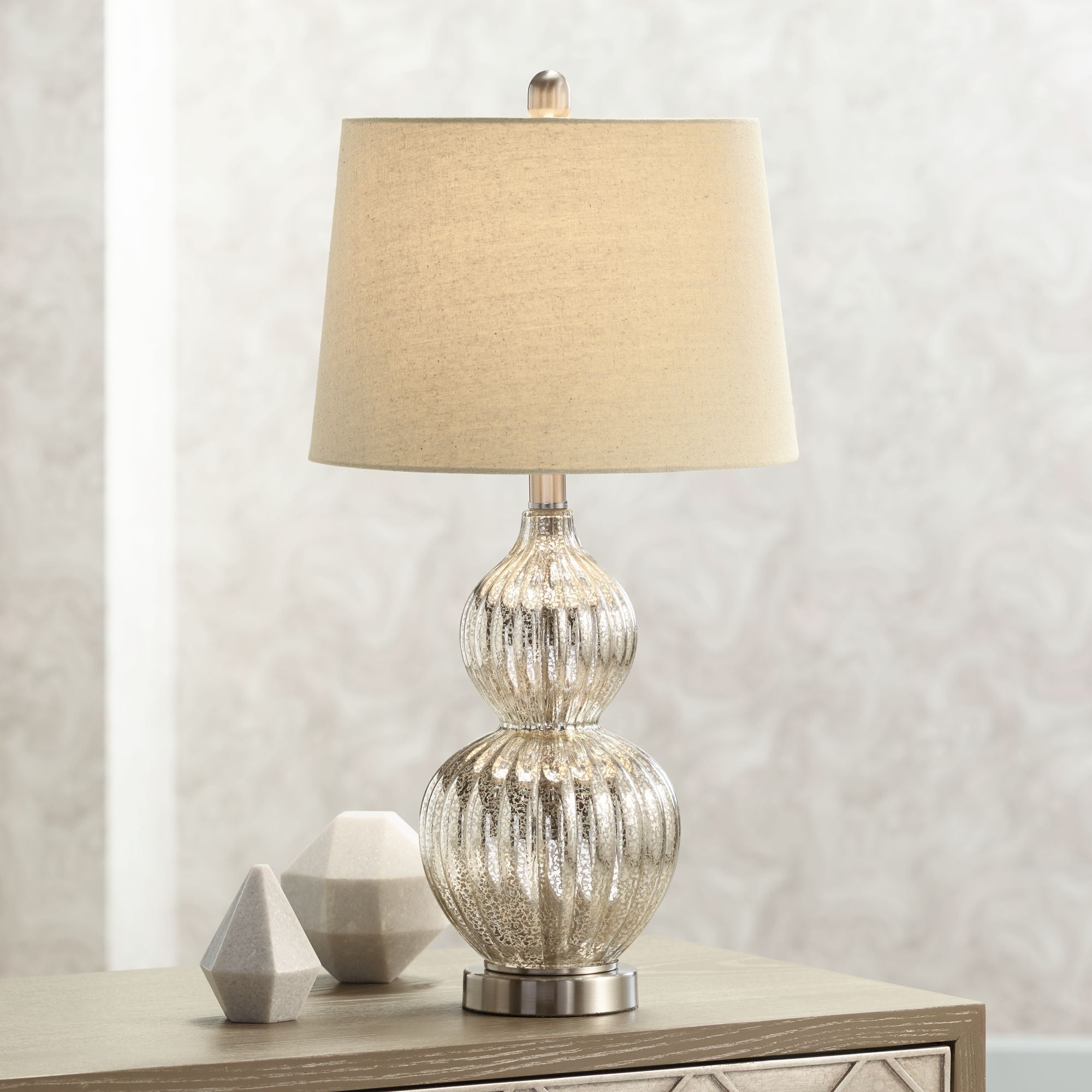 Regency Hill Cottage Table Lamp Silver, Silver Mercury Glass Round Table Lamp