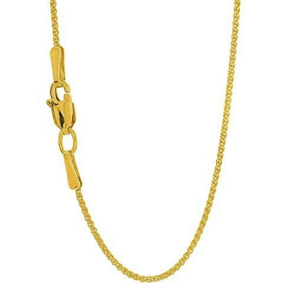 JewelStop 14k Solid Yellow Gold 1.2 mm Spiga Wheat Chain Necklace, Lobster Claw Clasp - 16 Inches, 2.7gr.
