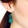 thumbnail image 5 of Blue & Green Teardrops Reconstructed Malachite Statement Dangle Earrings, 5 of 5