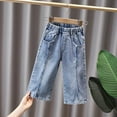 thumbnail image 2 of LYHaoo Girls' Denim Flared Pants For Kids 2025 Spring Arrival Slim Fit Long Pants For Children 3 13 Girls Pants Sizes 100 Blue, 2 of 6