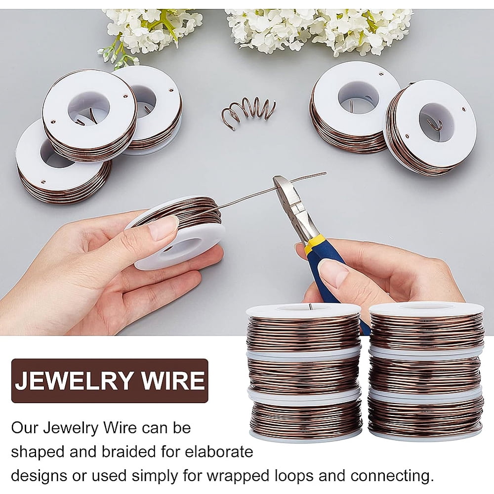 1 Set Round Aluminum Wire with Iron Side Cutting Pliers Coconut Brown 17 Gauge 1.2mm 16m/roll 6 rolls