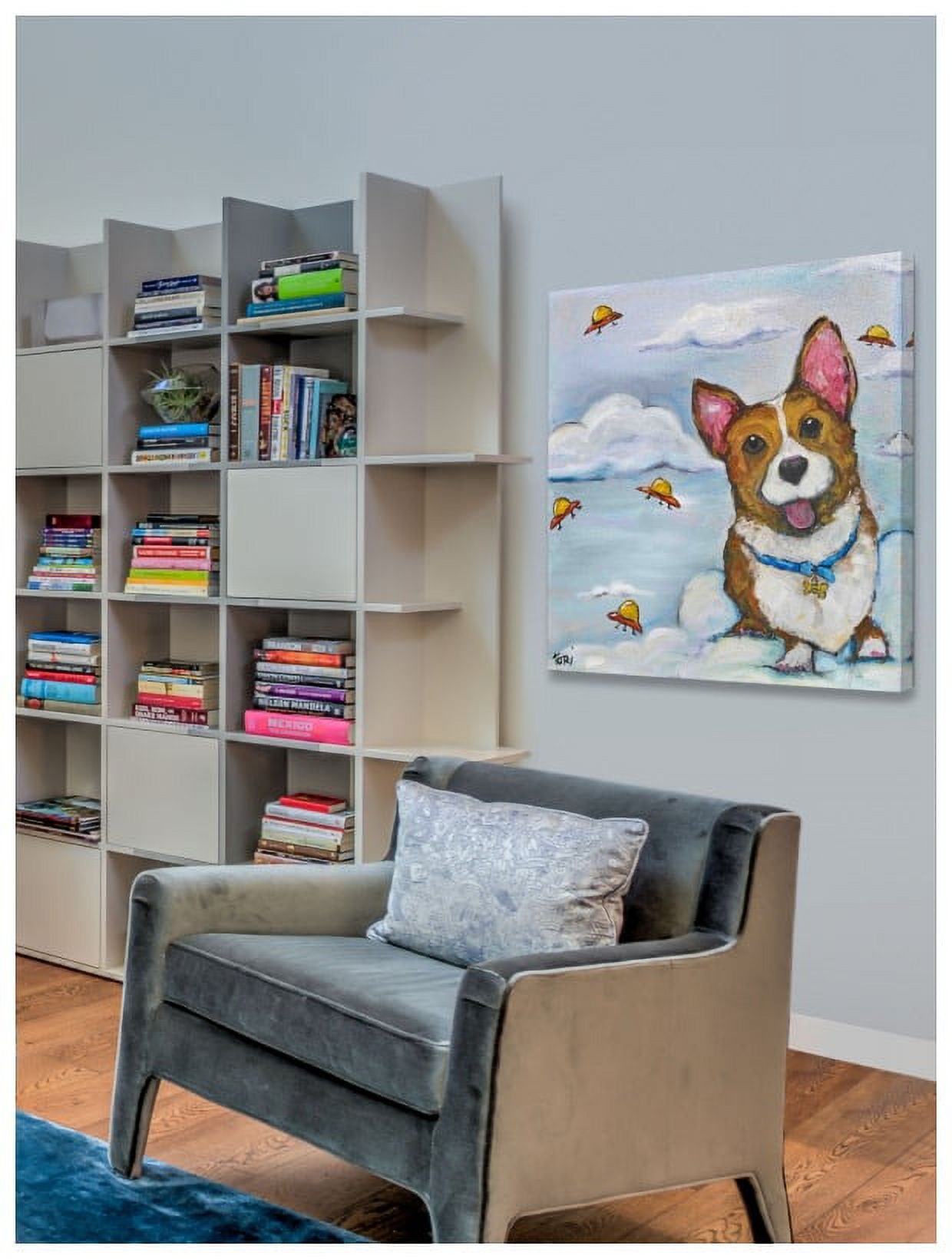 Marmont Hill "Corgi in Space" by Tori Campisi Painting Print on Canvas
