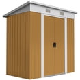 thumbnail image 1 of Outsunny 6' x 4' Metal Outdoor Storage Shed w/ Sliding Doors Yellow, 1 of 10