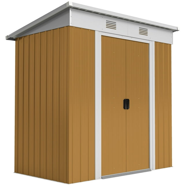 Outsunny 6' x 4' Metal Outdoor Storage Shed w/ Sliding Doors Yellow
