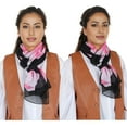 thumbnail image 6 of Floral Print Chiffon Scarf Lightweight Sheer Shawl Wraps Scarves for Women 19.69 x 63 inches- Black, 6 of 6