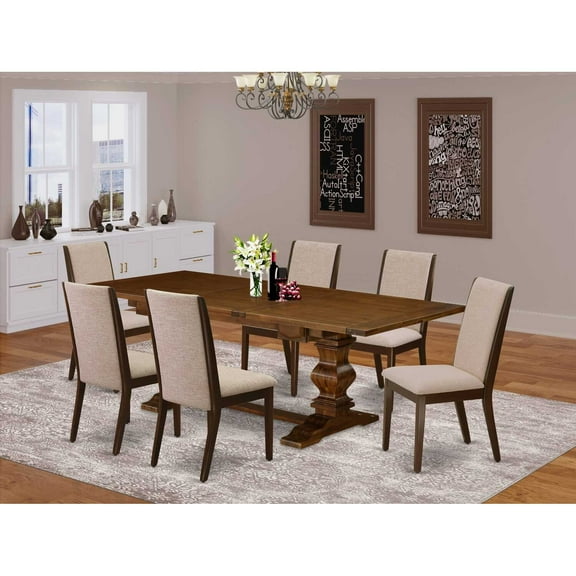 East West Furniture Table Top- Table Pedestal Parson Chairs, LALA7-83-04