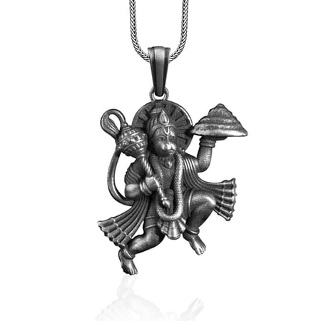 Handmade Hanuman JI Pendant Men Necklace, 925 Sterling Silver Handmade Idol Pendant, Men's Pendant, Indian Hindus god Jewelry, Diety Pendant